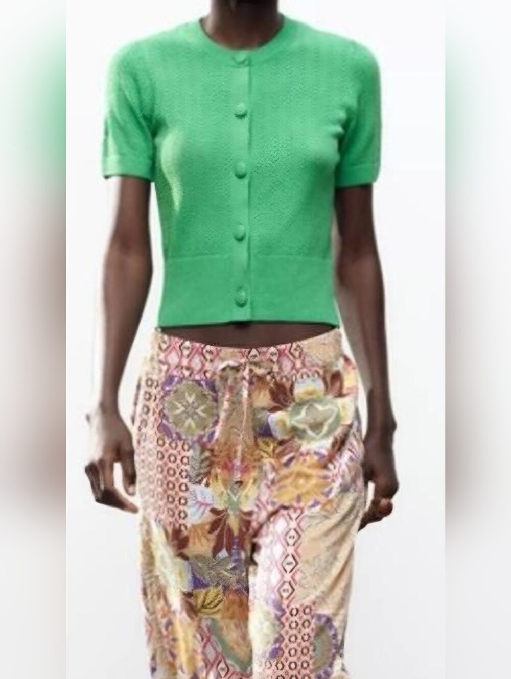 Zara Pointelle Short-Sleeve Cardigan from their Summer collection. Size large